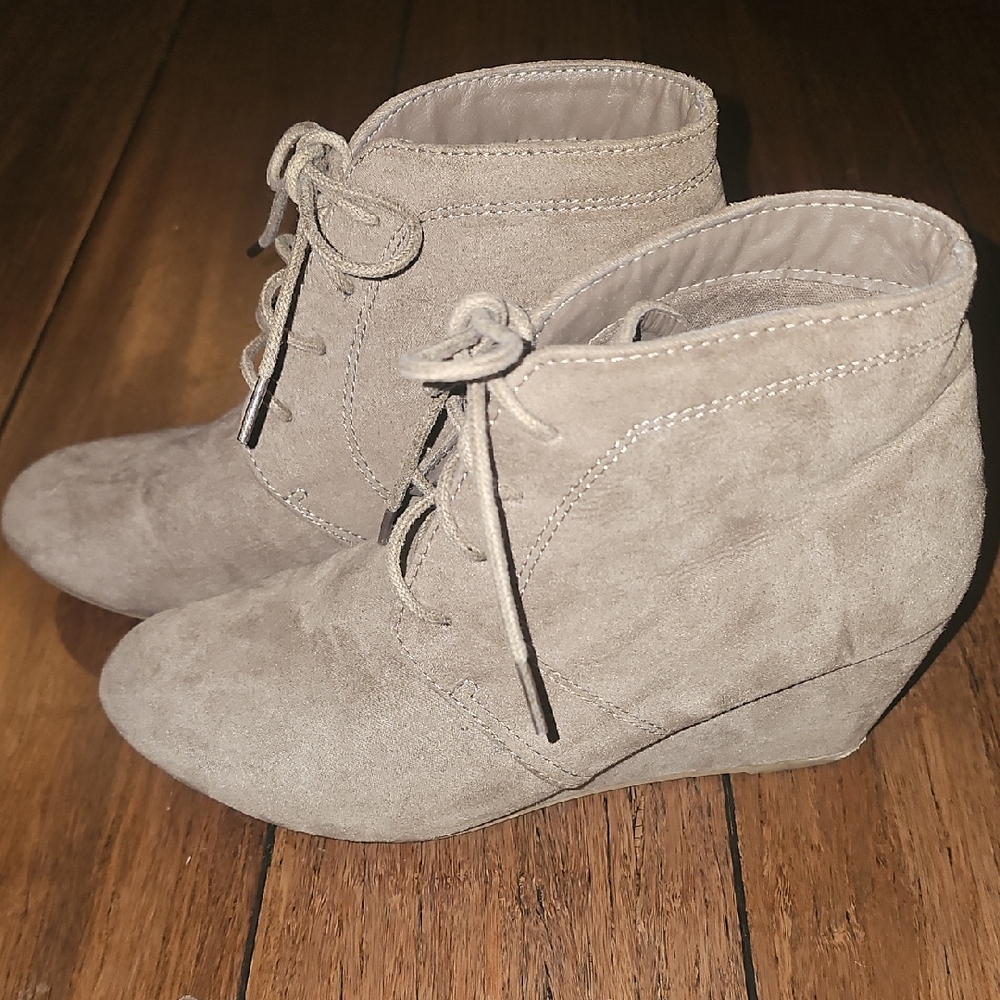 Charlotte Russe Taupe Wedge Booties